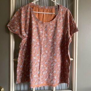 NWT J. Jill Orange Floral Short Sleeve Top